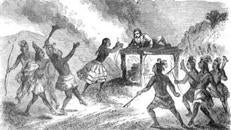 Ilustración de 1858 en la que la princesa Hirrihigua suplica por la vida de Juan Ortiz