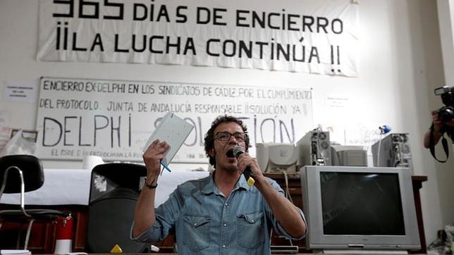 José María González, 'Kichi', durante la asamblea