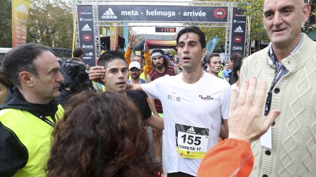 Álvaro Arbeloa, a su llegada a la meta en la Behobia-San Sebastián