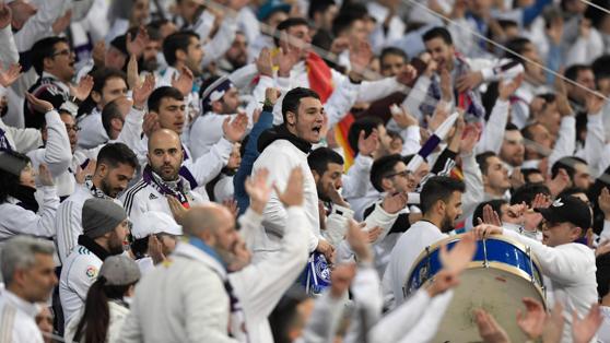 La afición del Real Madrid al comienzo del encuentro