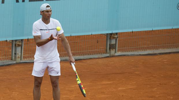 Nadal durante su entrenamiento en la Caja Mágica