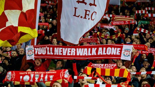 Los aficionados del Liverpool, en Anfield