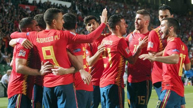 La selección española, en el duelo ante Croacia en Elche