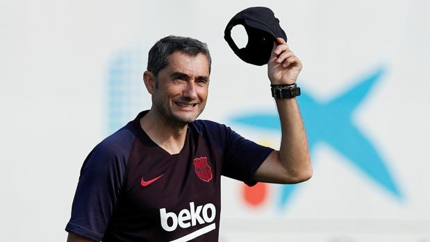 Ernesto Valverde durante un entrenamiento