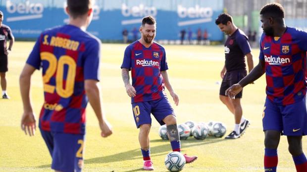 Messi, durante el entrenamiento
