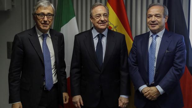 Castelluci (Atlantia), Florentino Pérez (ACS) y Fernández Verdes (Hotchief)