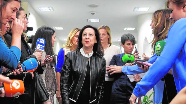 Margarita Robles, el pasado lunes en el Congreso tras presentar las alegaciones contra su sanción