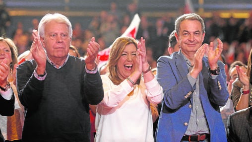 Felipe González, Susana Díaz y José Luis Rodríguez Zapatero