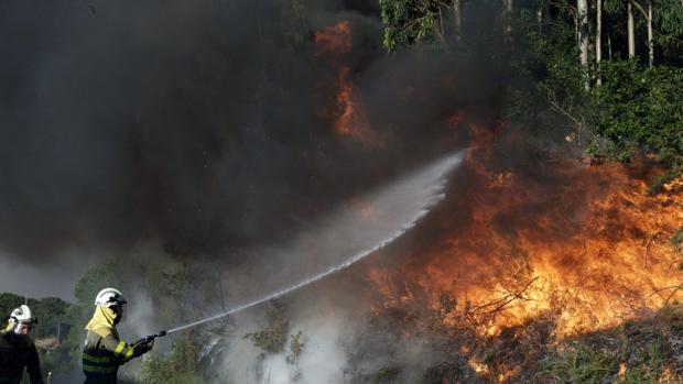 Brigadistas intentando apagar un fuego en un incendio de años anteriores