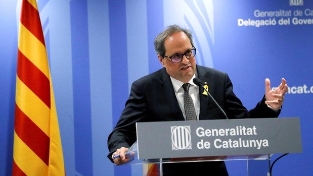 El presidente de la Generaltitat, Quim Torra, valorando la reunión con Sánchez, en Blanquerna