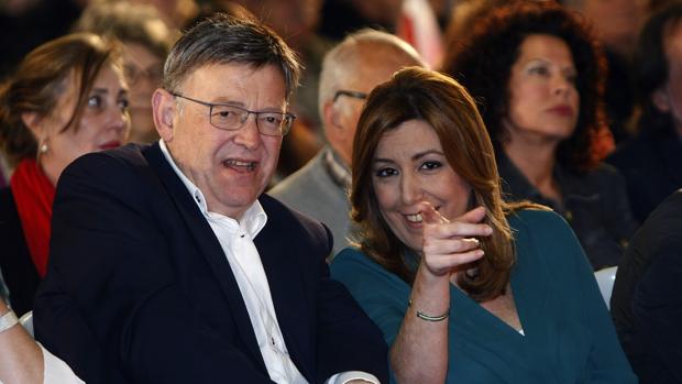 Imagen de Susana Díaz y Ximo Puig tomada en un acto del PSOE celebrado en Elche