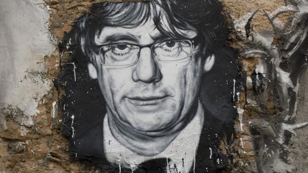 GPintada con el rostro del expresidente catalán, Carles Puigdemont