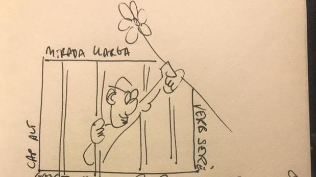 Parte de la dedicatoria de Raül Romeva al presidente del Gobierno, Pedro Sánchez