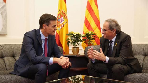 Sánchez y Torra en la reunión del pasado jueves en Barcelona