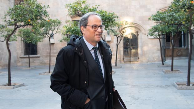 El presidente de la Generalitat, Quim Torra, tras la reunión ejecutiva del Govern, ayer