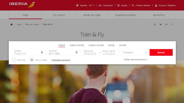 Captura, en la web de Iberia, del programa al que se sumará Toledo