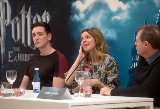 Los actores, en la presentación de la exposición en Valencia