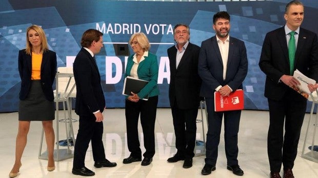 Los candidatos al Ayuntamiento, ayer, en el debate de Telemadrid
