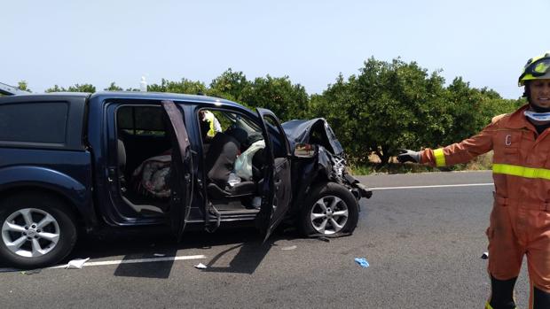 Imagen tras el accidente de tráfico en Oliva