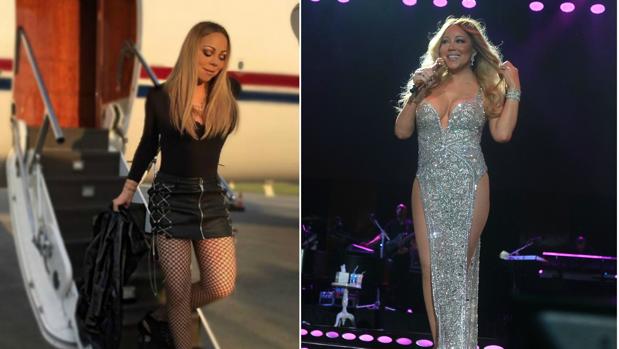 A la izquierda Mariah Carey hace unos días. A la derecha Mariah Carey a principios del mes de julio
