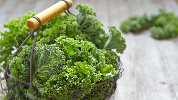 El kale o col rizada contiene calcio y vitamina C.