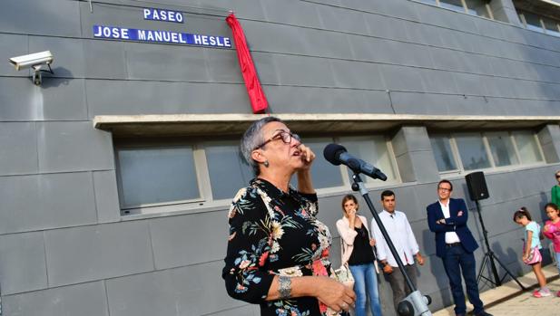 La viuda de Hesle, durante la inauguración.