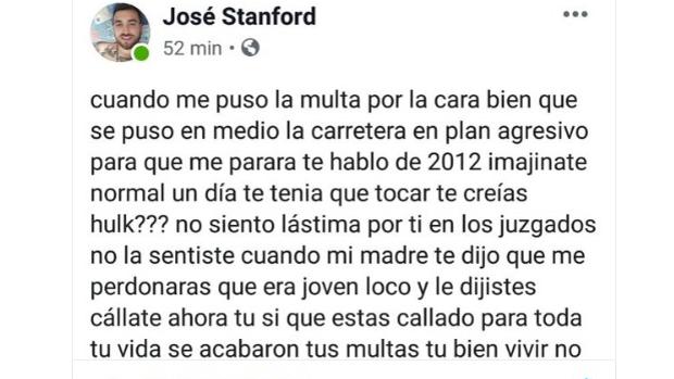 Pantallazo del comentario donde se alegra de la muerte del Guardia Civil de Los Barrios
