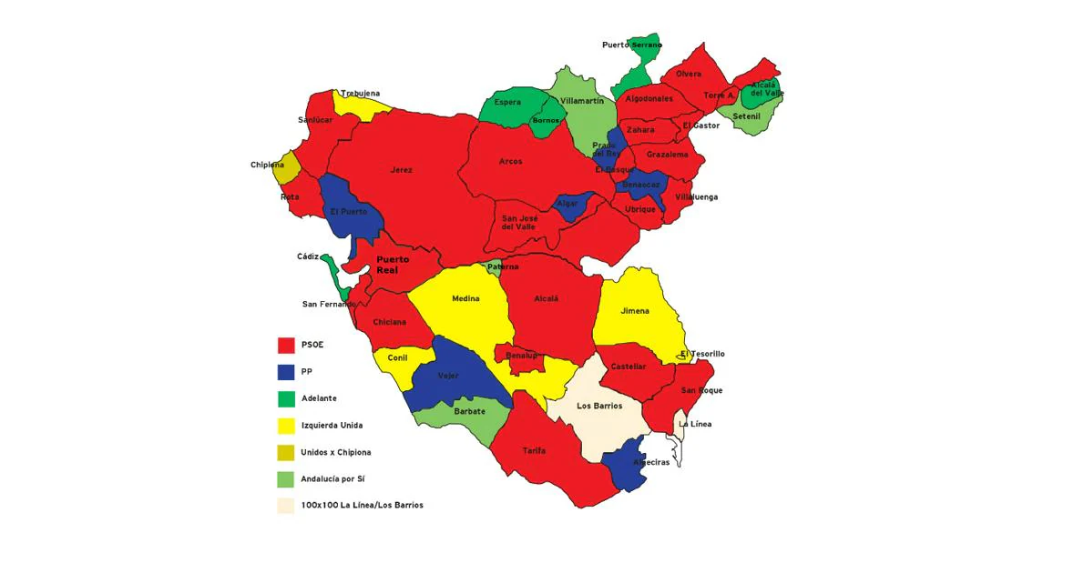 mapa provincia de cadiz El nuevo mapa del poder local en la provincia de Cádiz