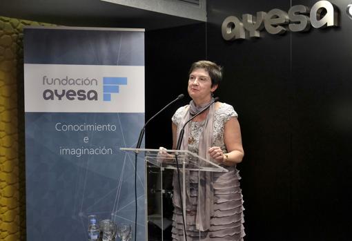 Dolores Romero Chacón, durante su discurso de agradecimiento
